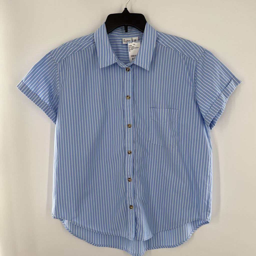 XL striped button down s/s top