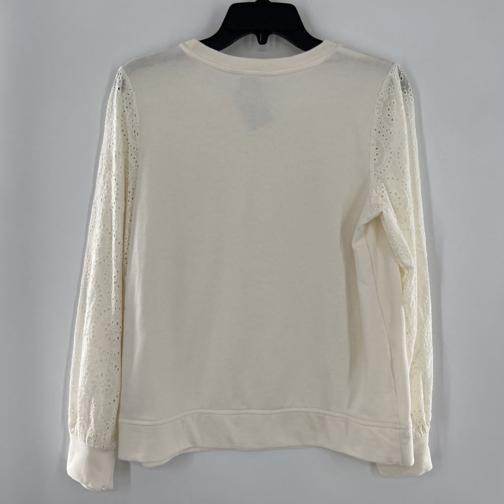 M eyelet crewneck sweatshirt