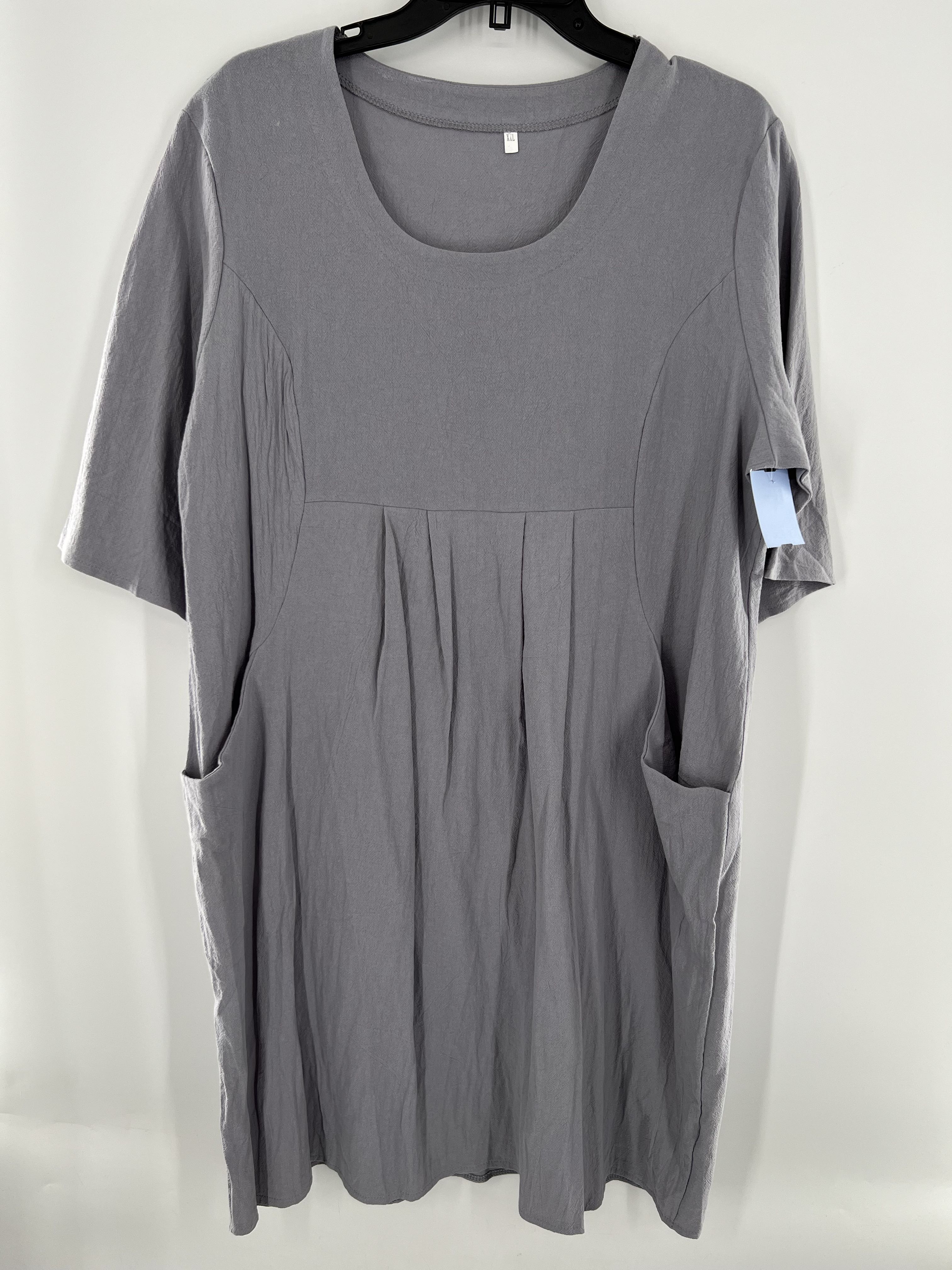 XXL linen blend scoop neck s/s dress