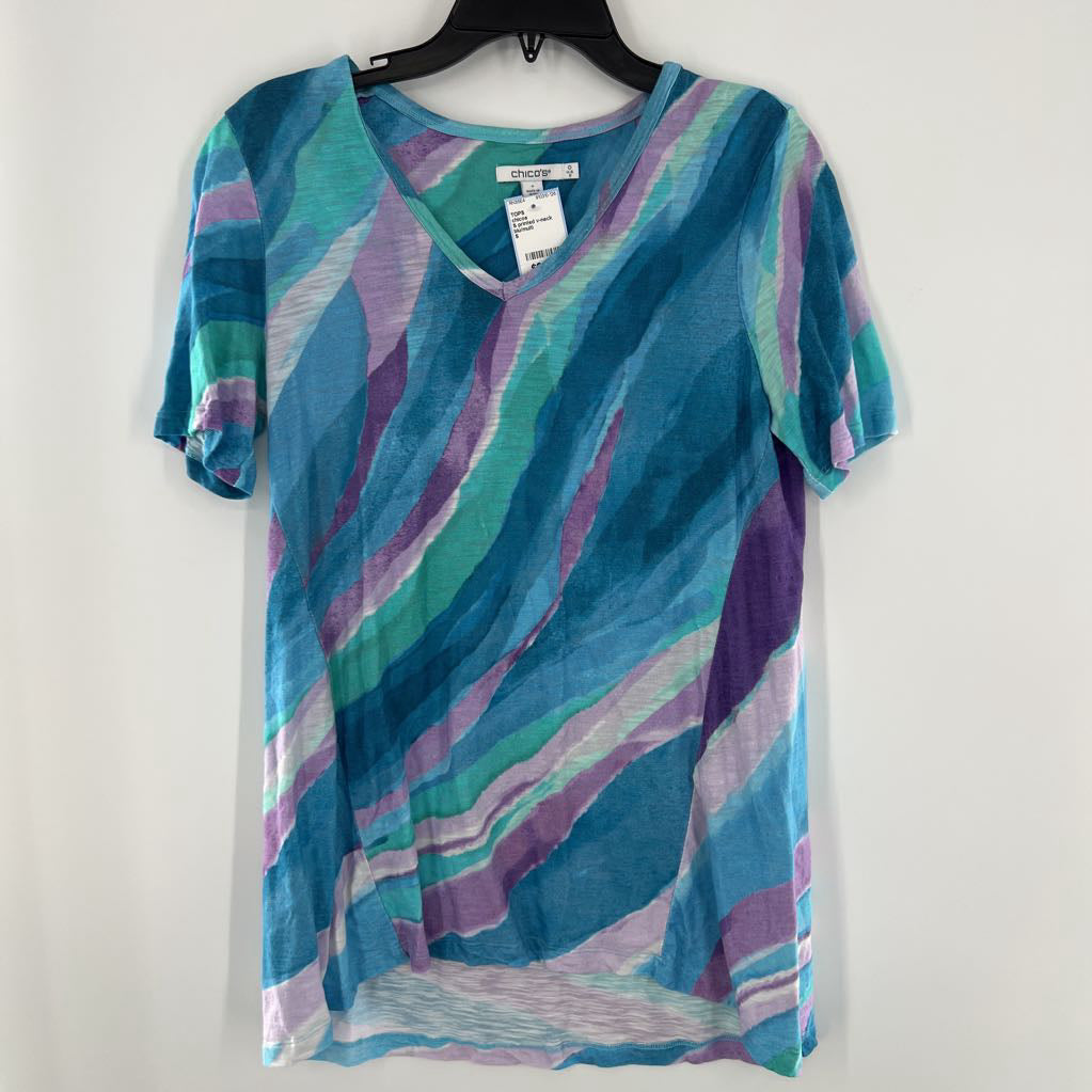S printed v-neck s/s tee