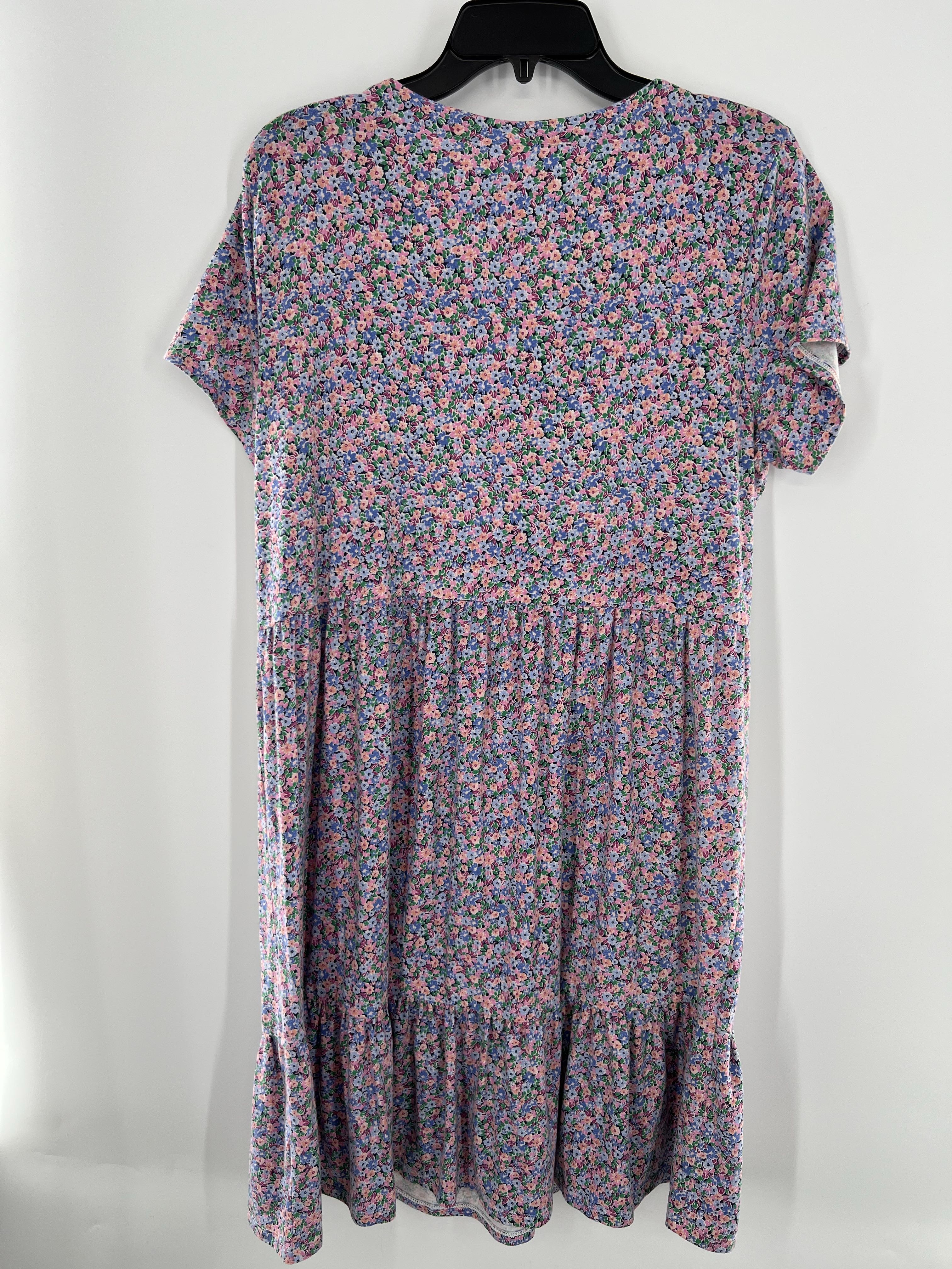 L flo print button down s/s dress