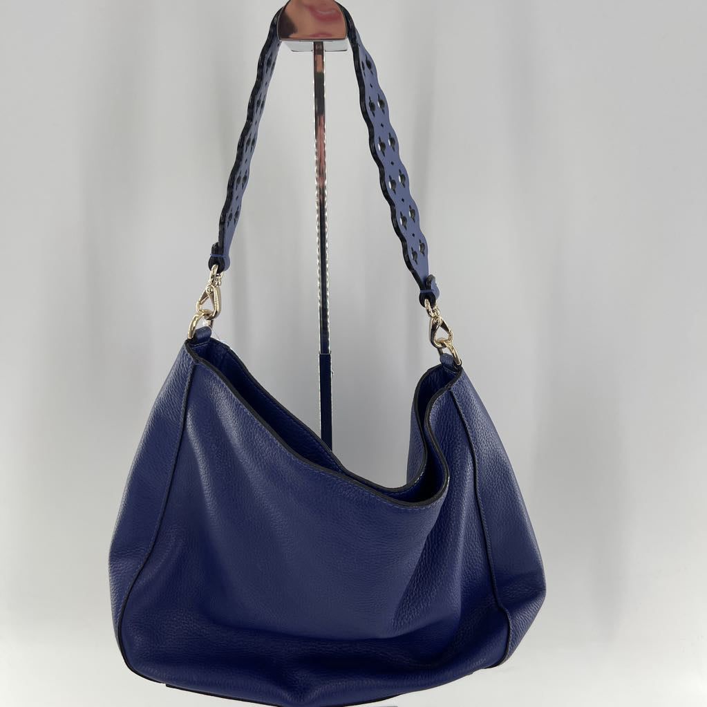laser-cut scalloped strap hobo shoulder bag