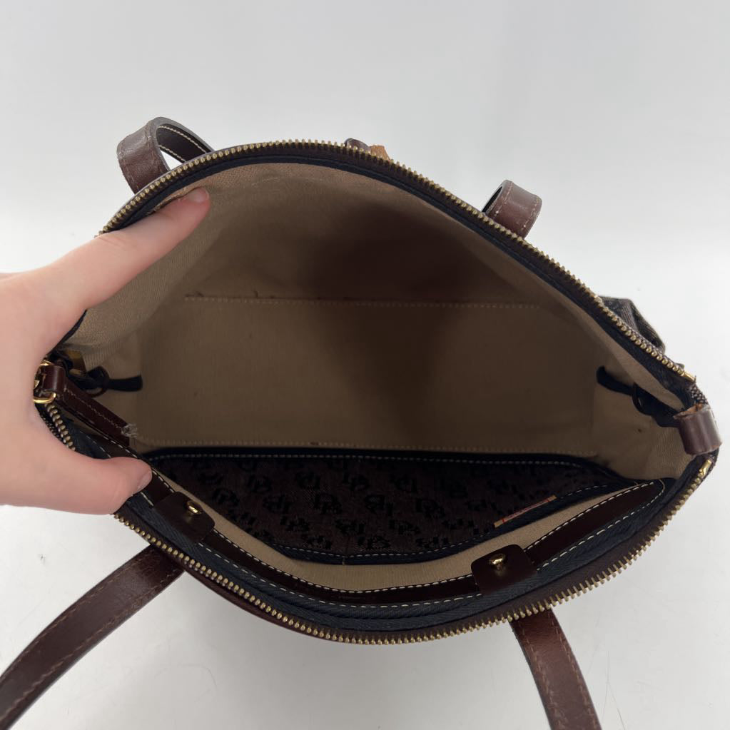 canvas monogram drawstring satchel