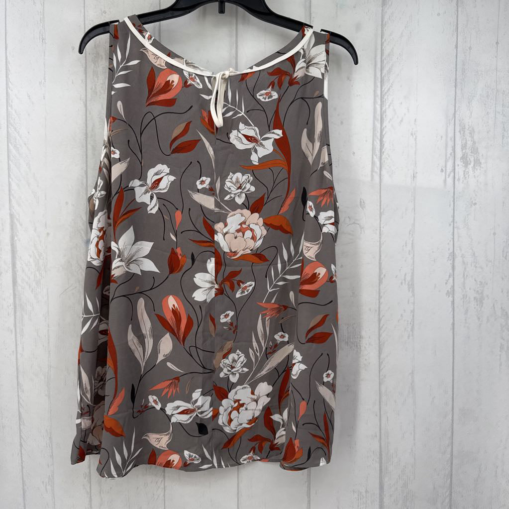 XL flo print back tie tank