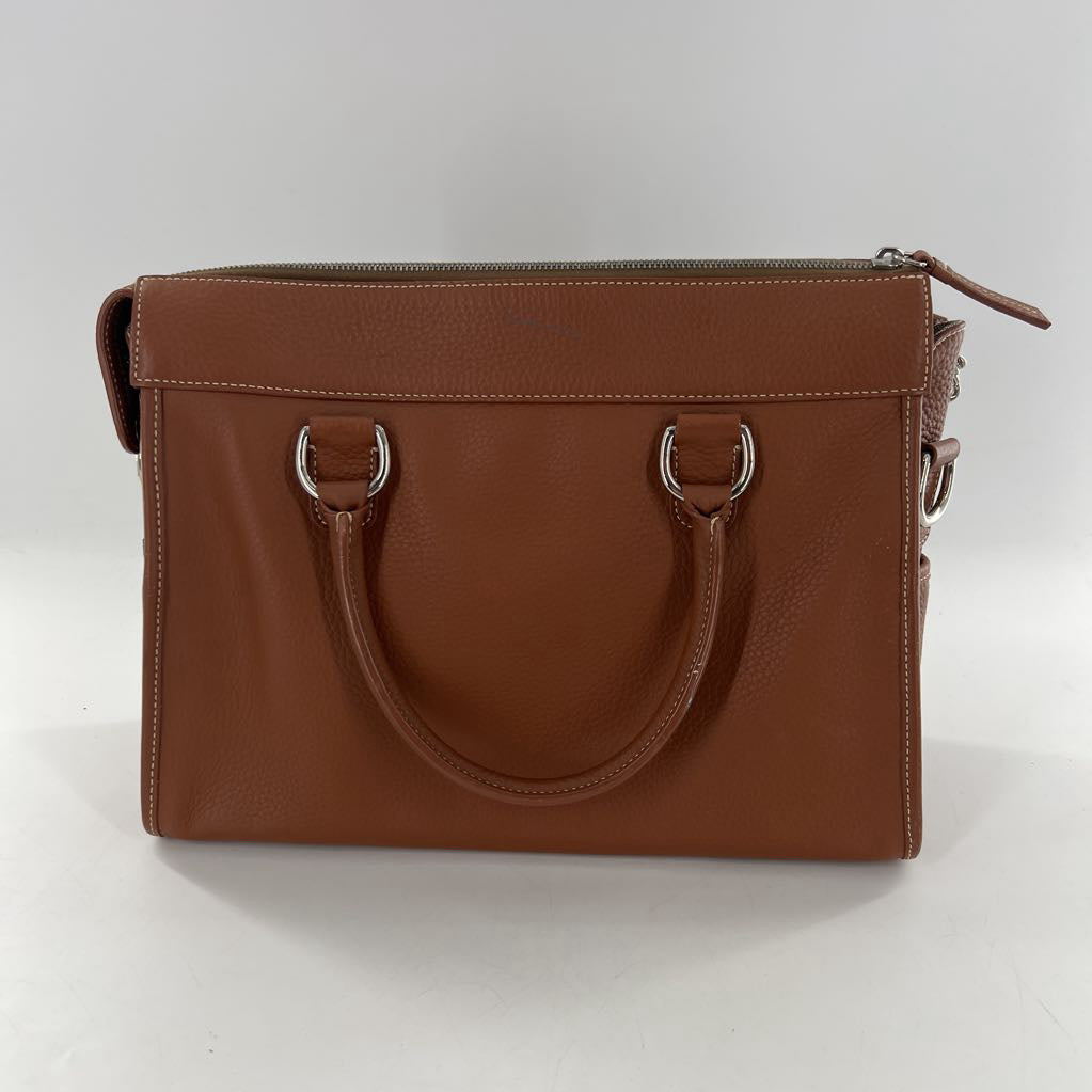 pebbled double pocket satchel tote