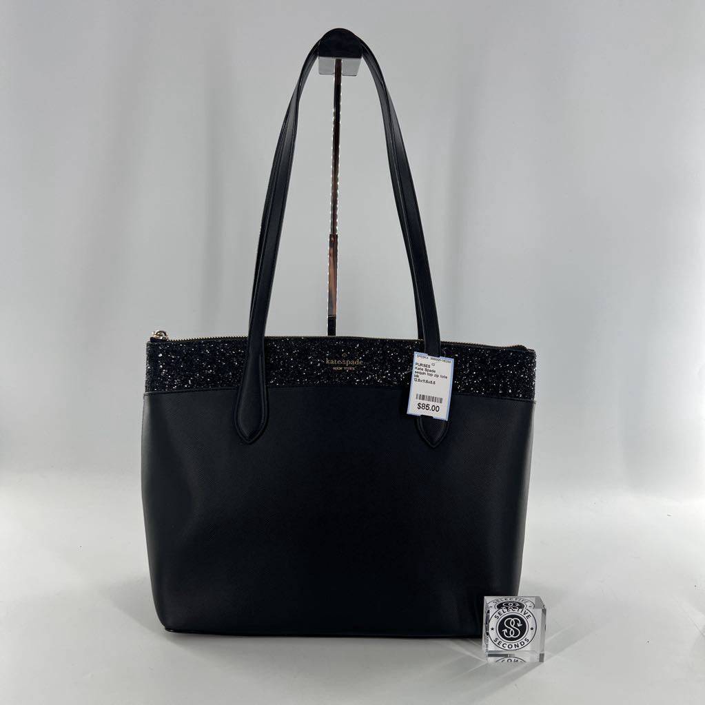 sequin top zip tote