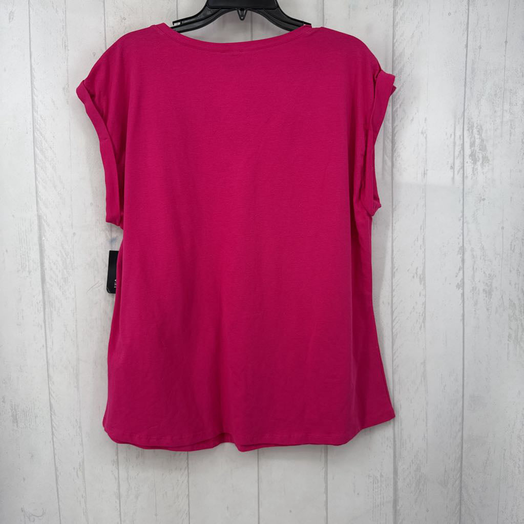 XL v-neck button detail slvls top