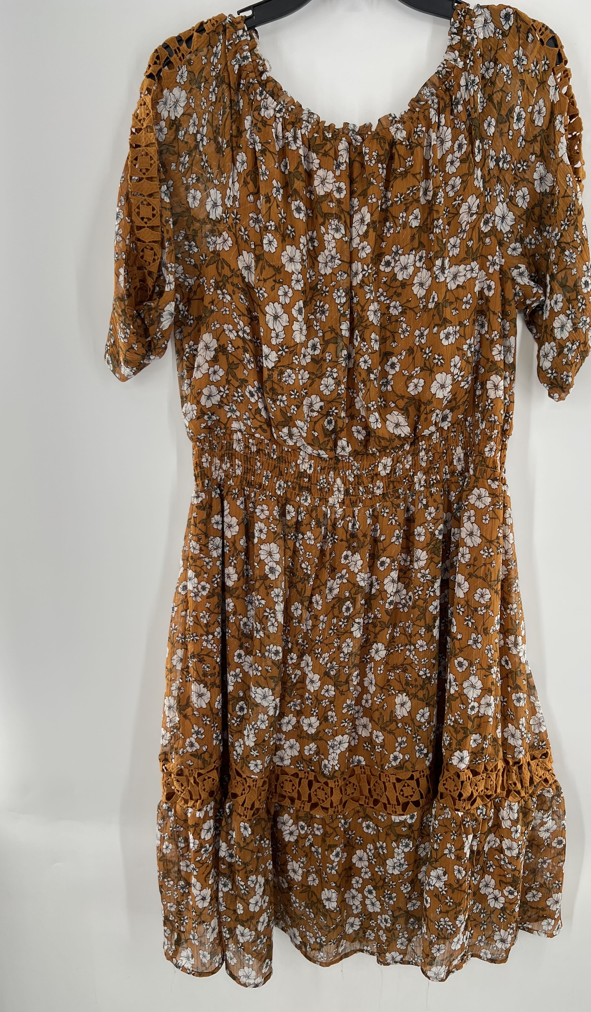 XL flo print tiered s/s dress