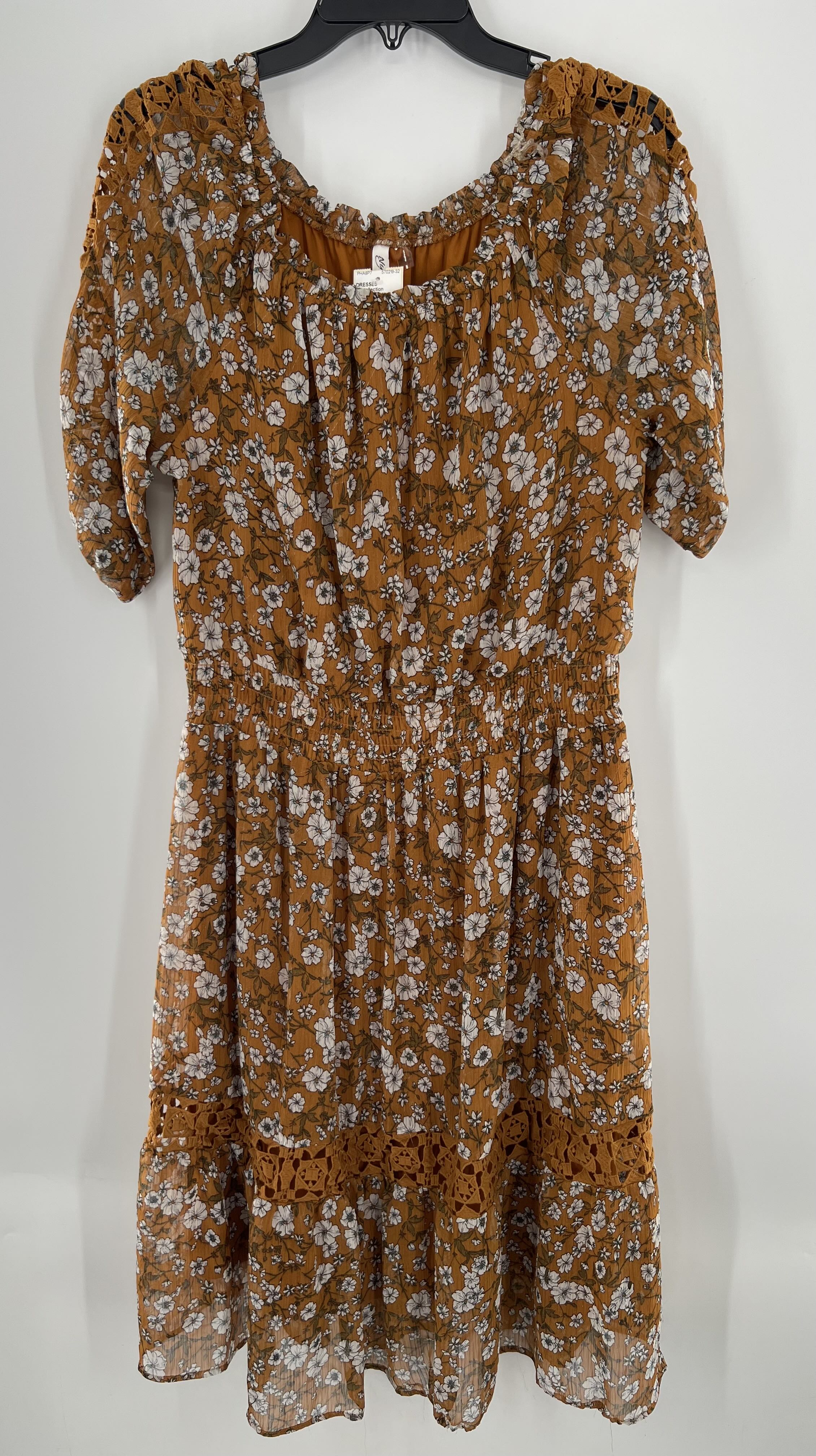 XL flo print tiered s/s dress