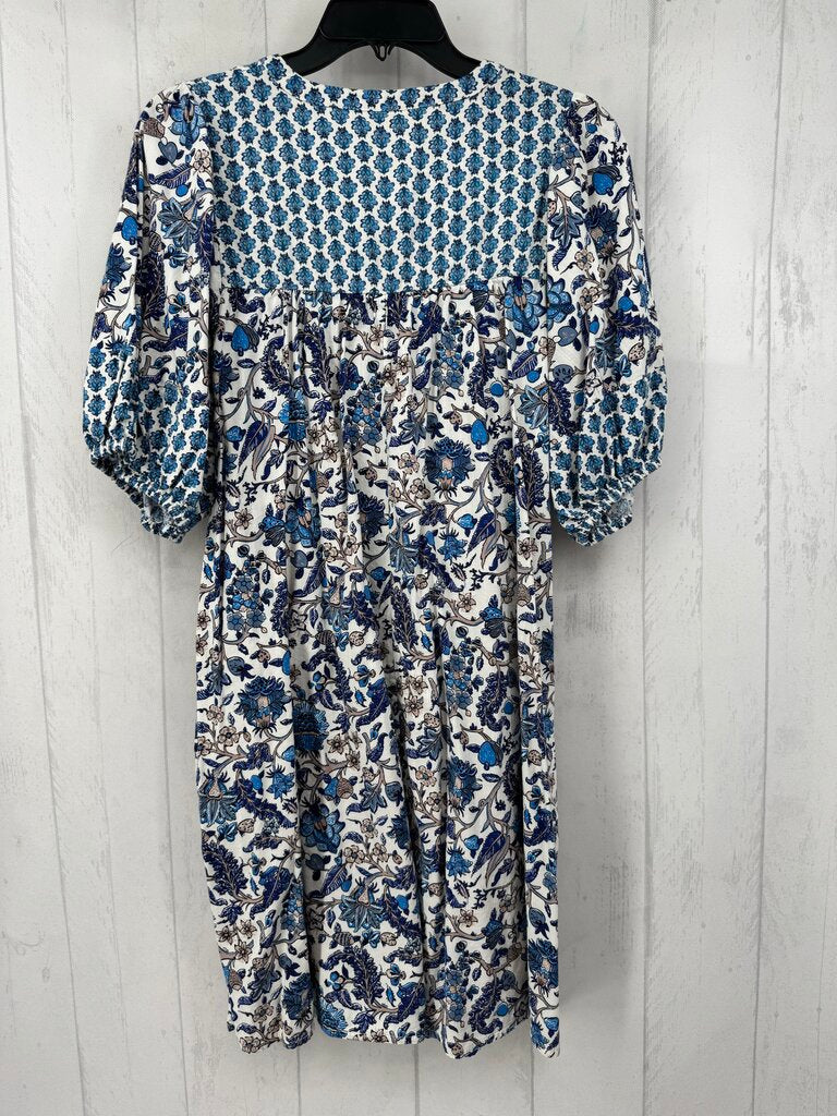 L flo print tassel tie s/s dress