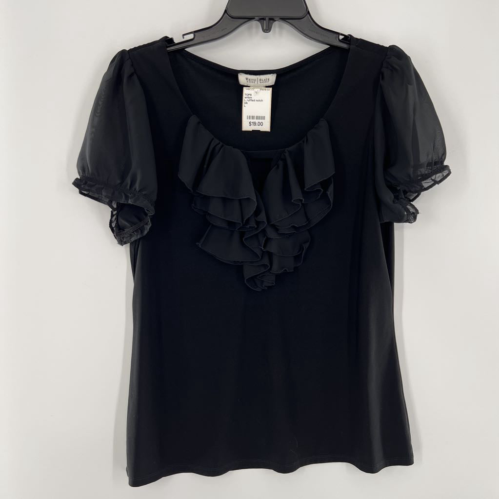 L ruffled notch neck s/s top