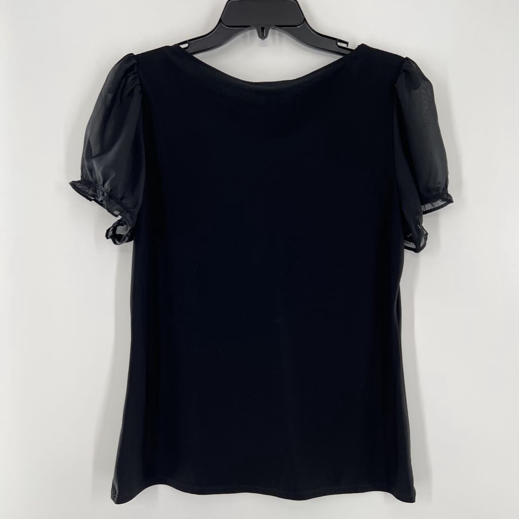 L ruffled notch neck s/s top
