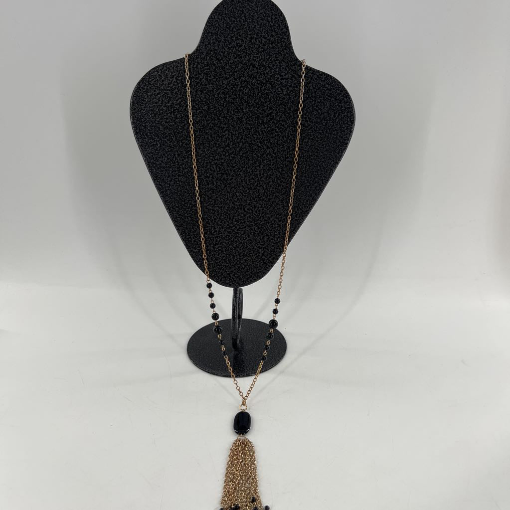 21" gold & black beaded necklace