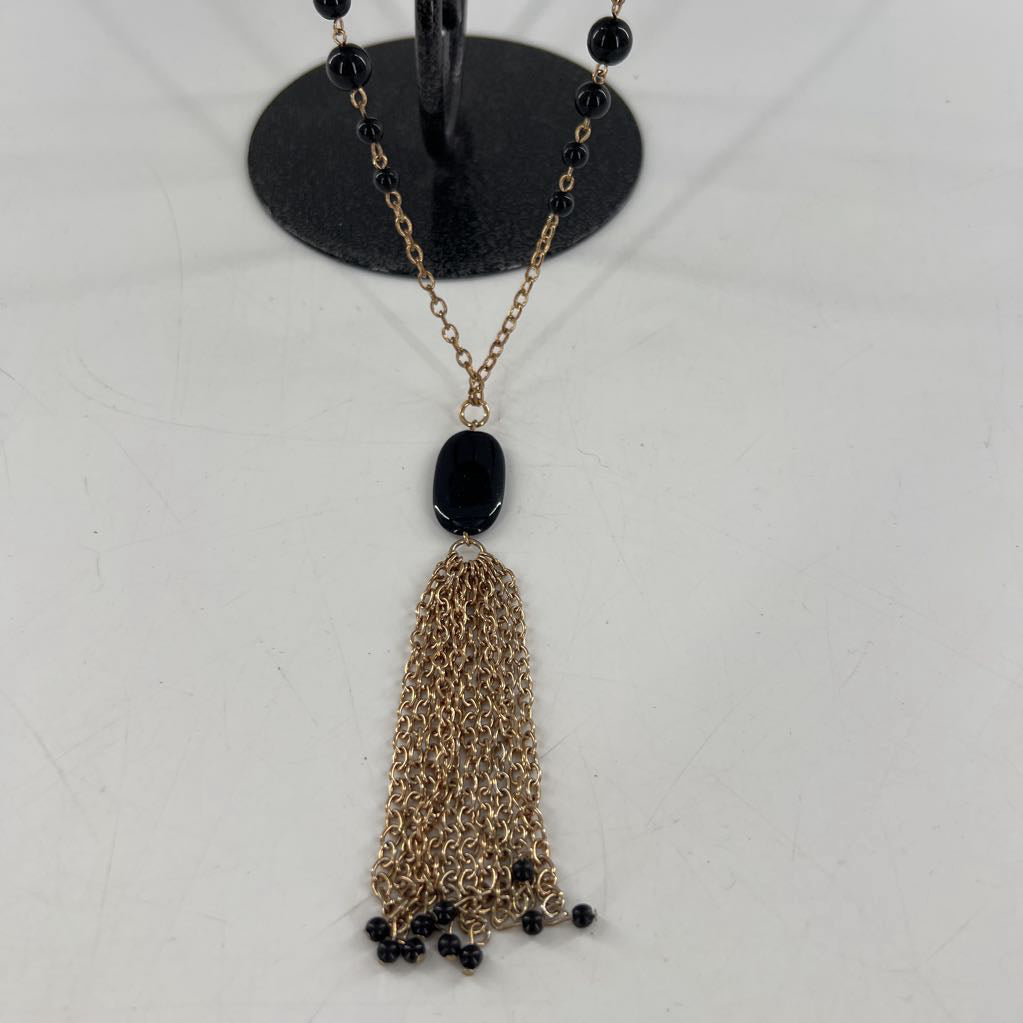 21" gold & black beaded necklace
