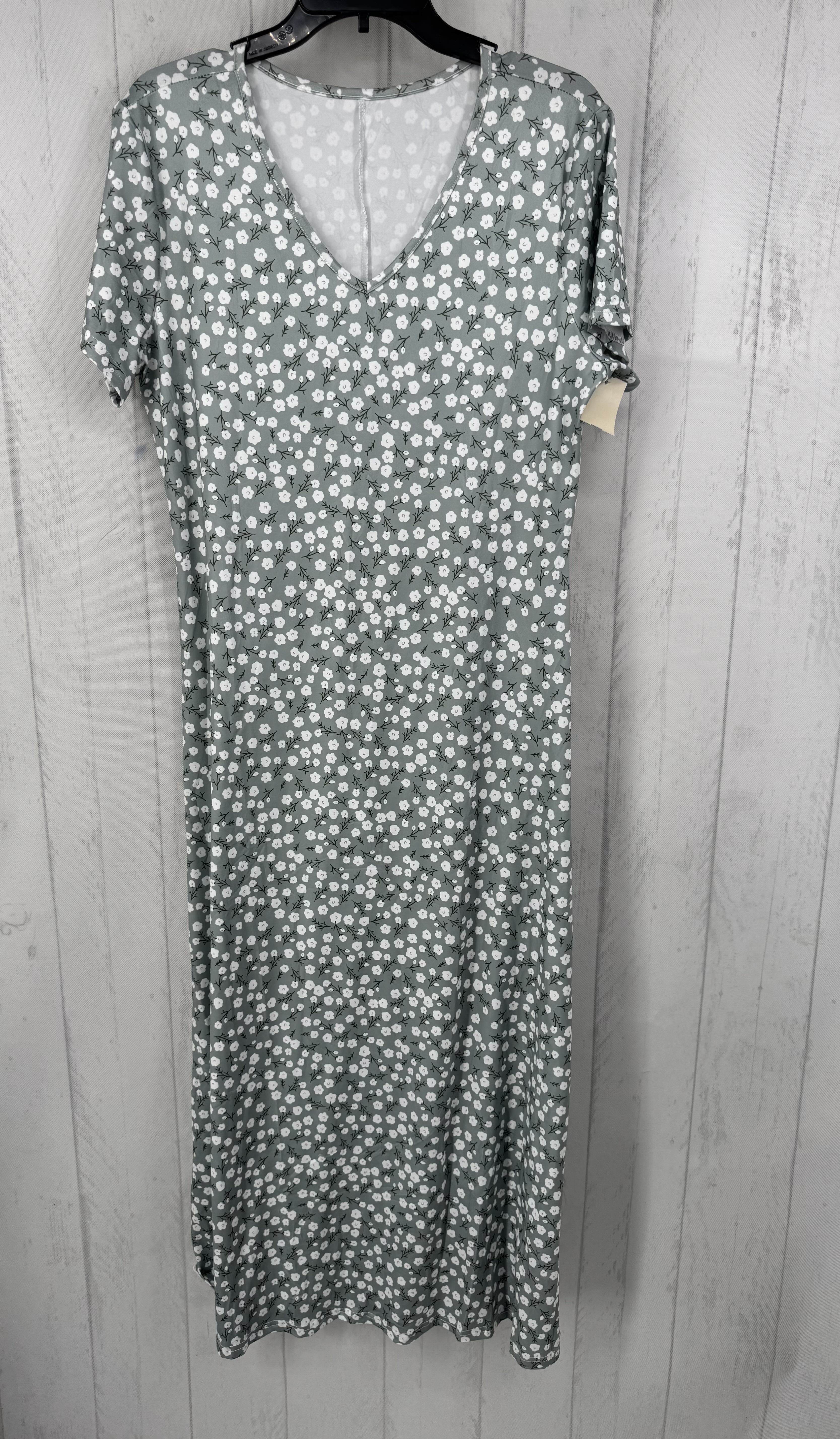 L flo print v-neck s/s dress