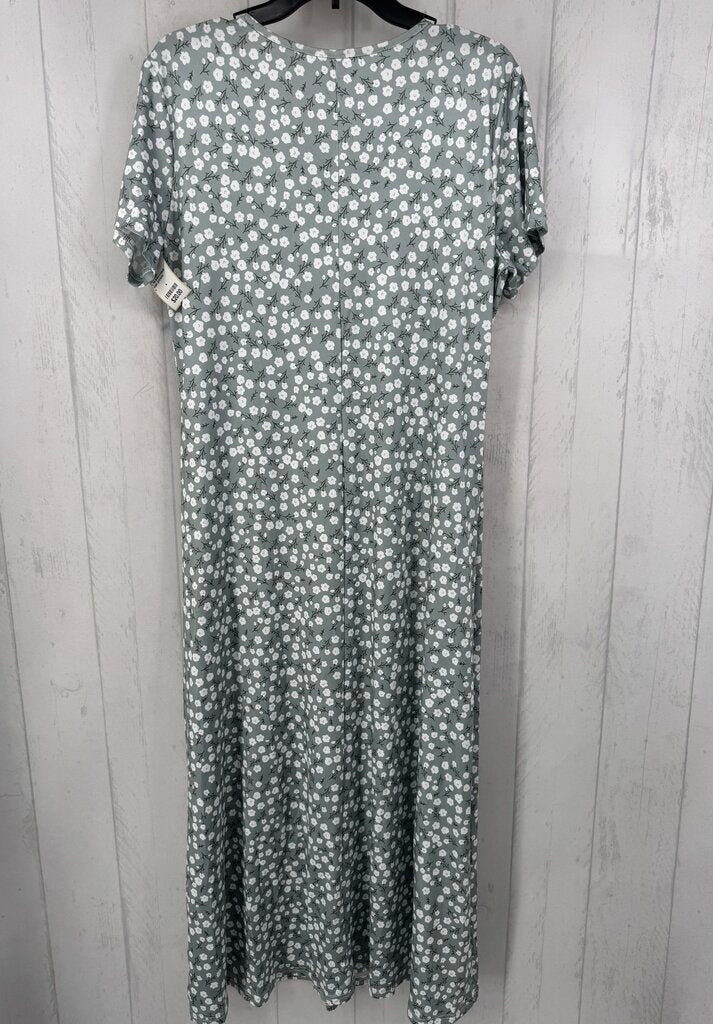 L flo print v-neck s/s dress