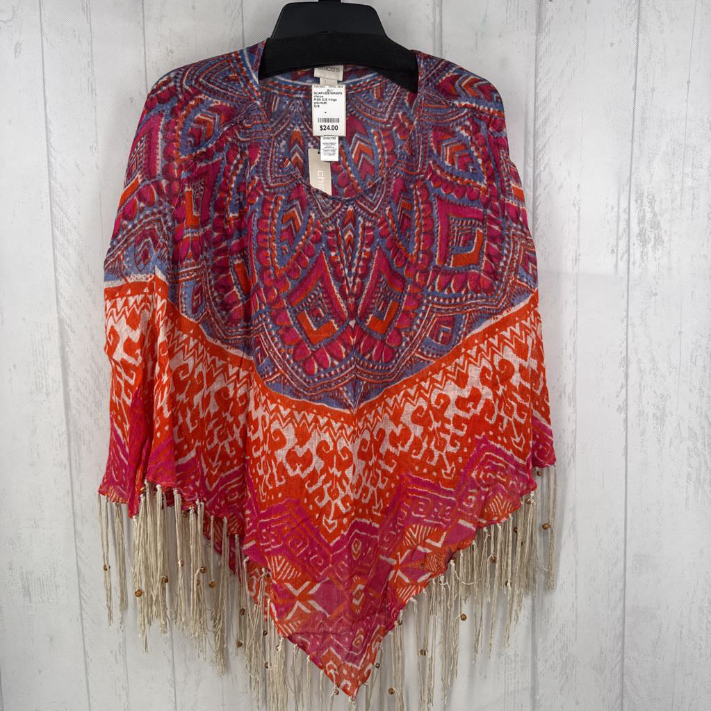 R109 O/S fringe triangle poncho