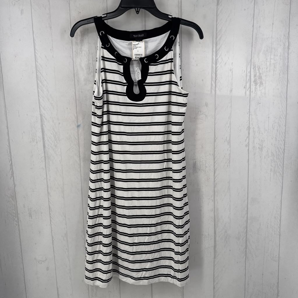 M striped notch neck slvls dress