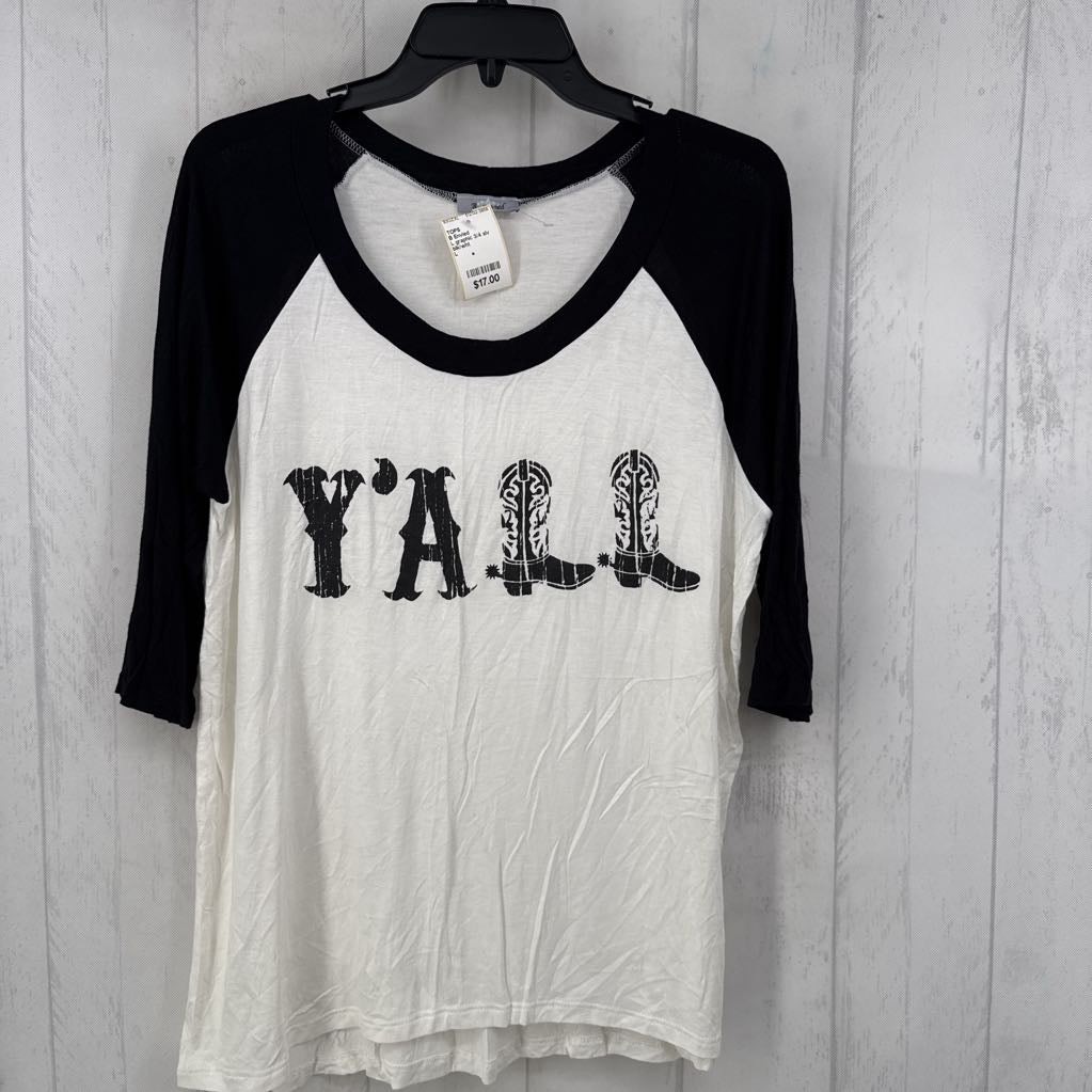 L graphic 3/4 slv tee-y'all