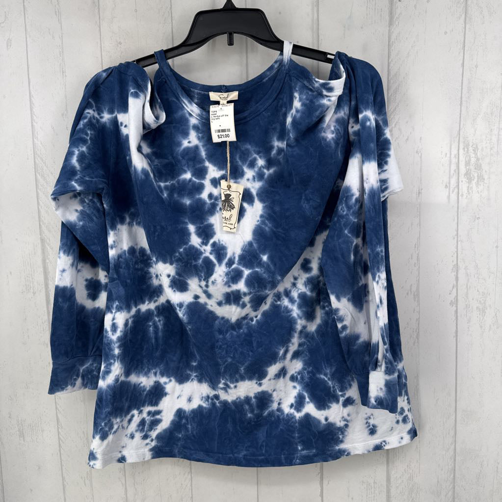 L tie-dye off the shoulder l/s top