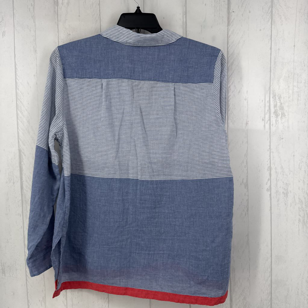 L striped button down l/s top