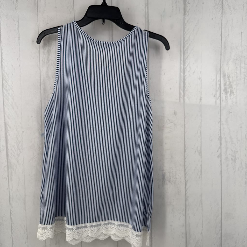 L striped flo embroidered tank