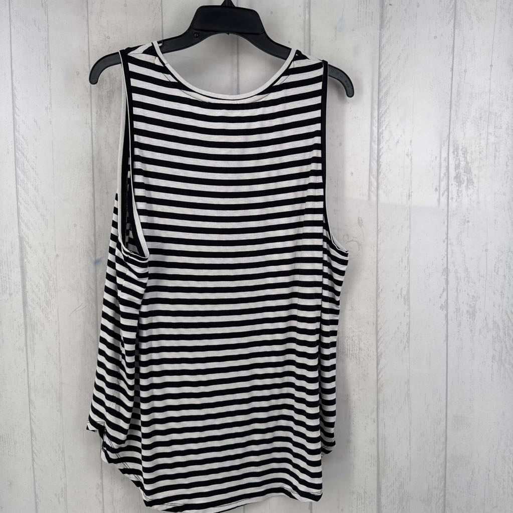 XXL striped round neck hi-lo tank