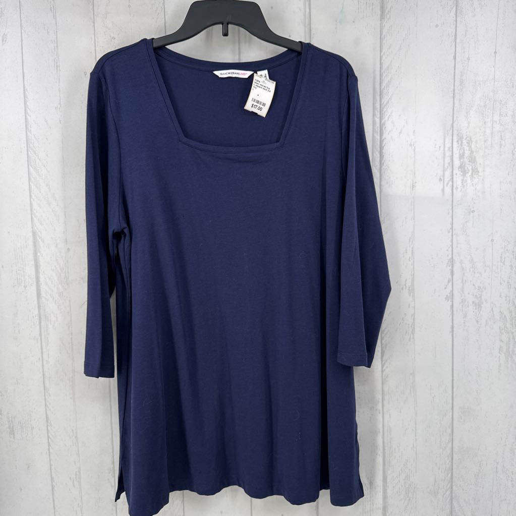 L square neck 3/4 slv tee