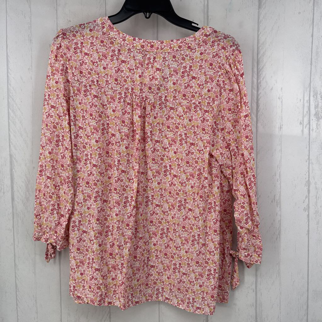L flo print split neck 3/4 slv top