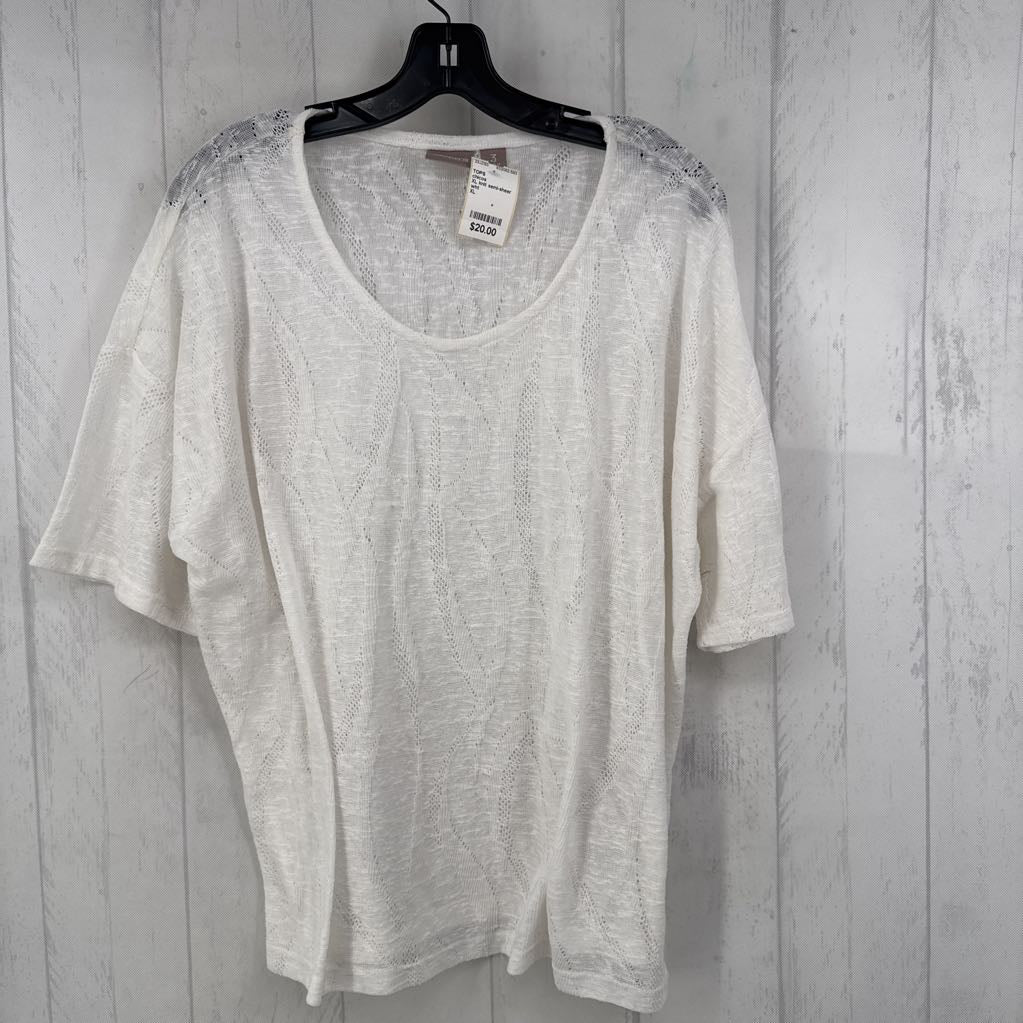 XL knit semi-sheer s/s top
