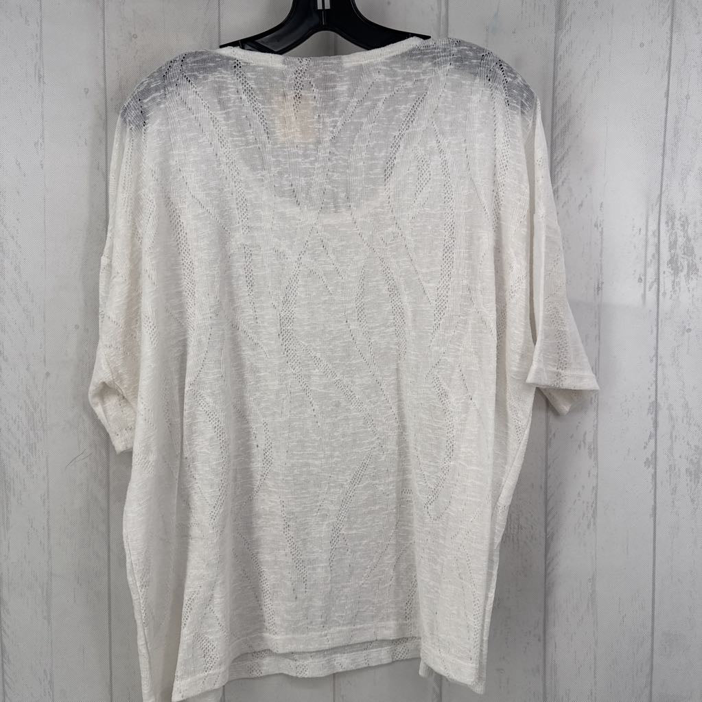 XL knit semi-sheer s/s top
