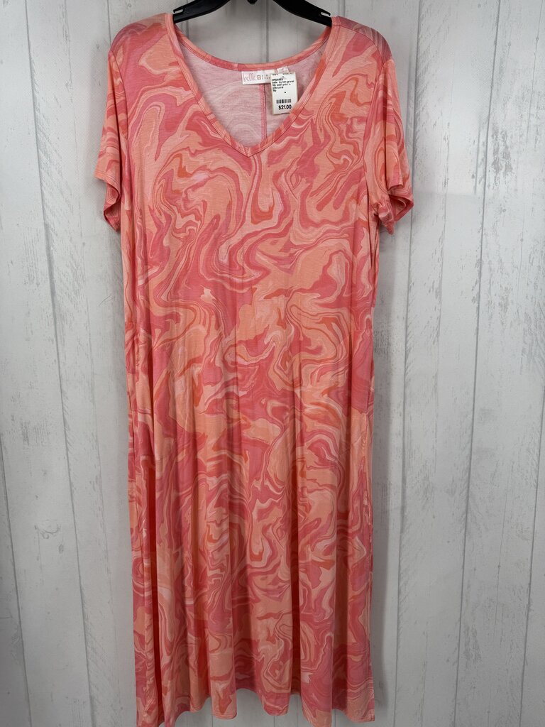 Mp swirl print v-neck s/s dress