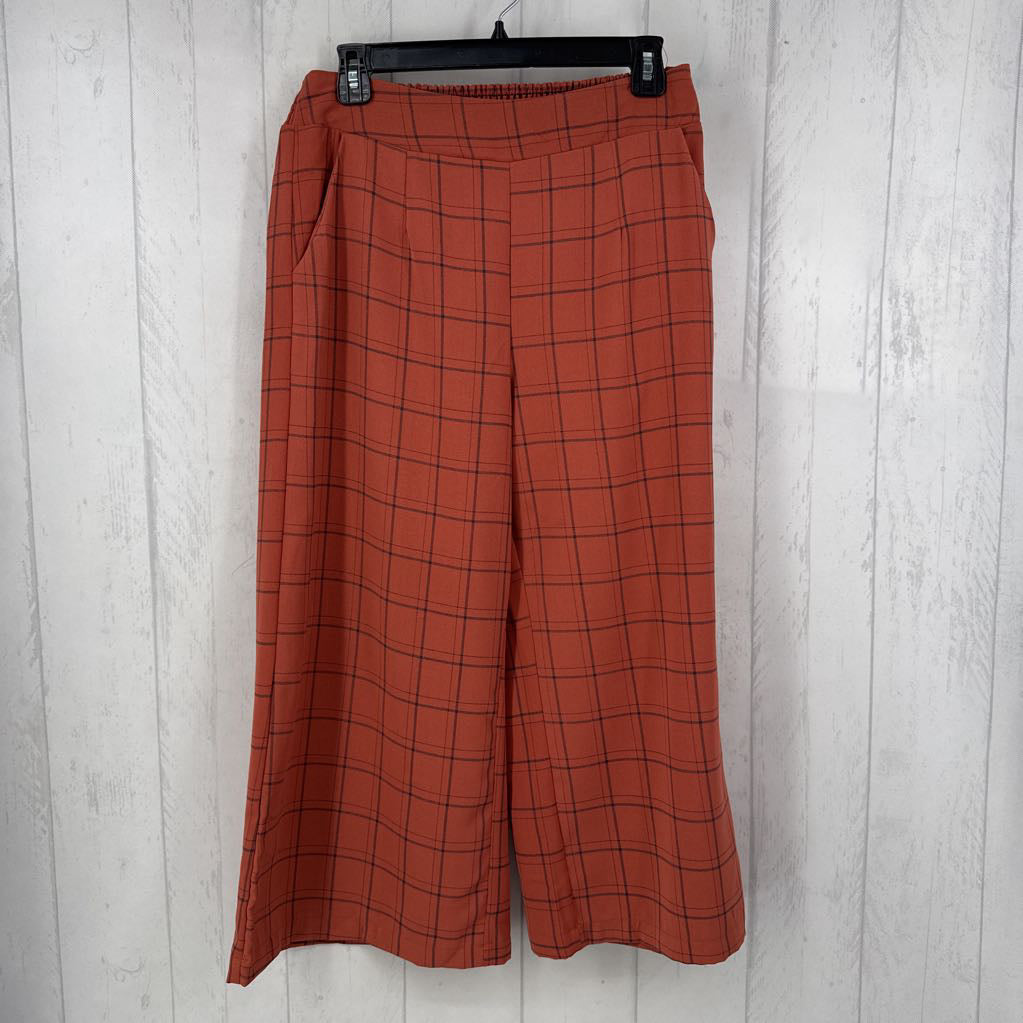 XS checkered wide leg crop pant