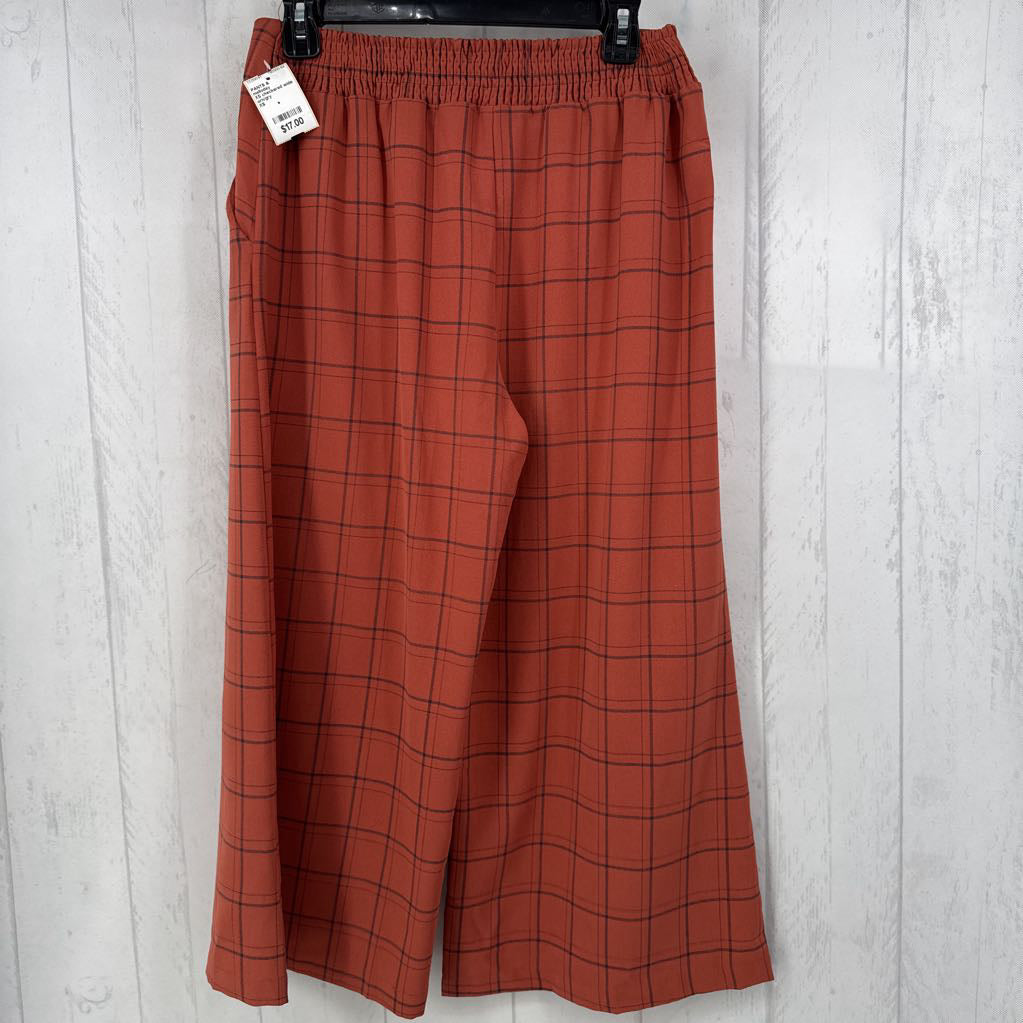 XS checkered wide leg crop pant