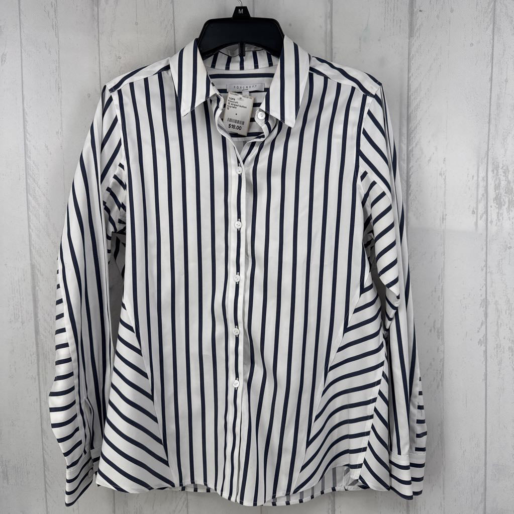 12 striped button down l/s top