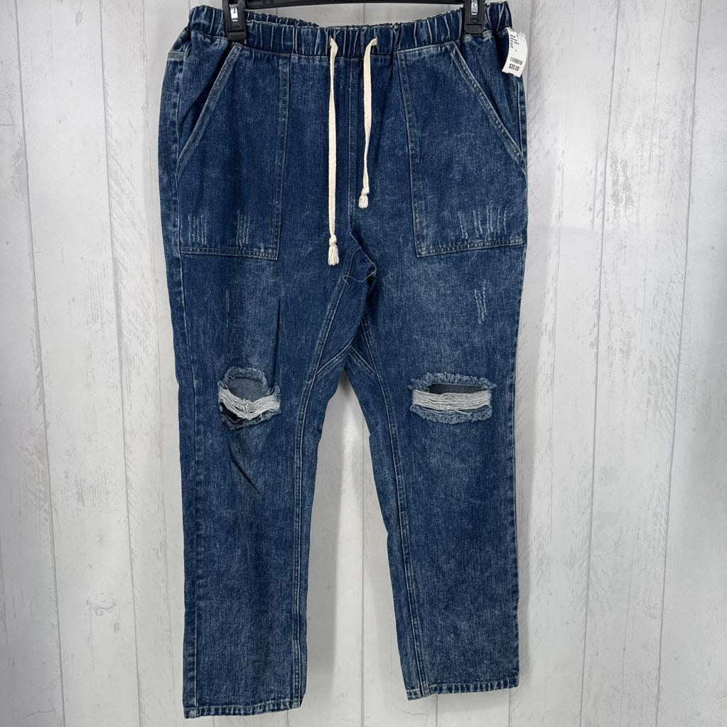 2XL pull-on distressed jeans