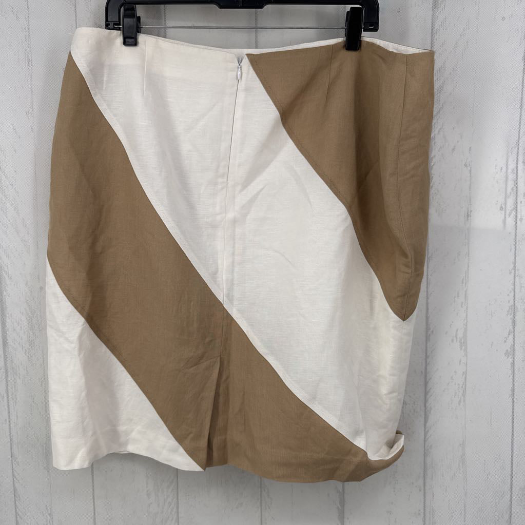 18 linen blend colorblock skirt