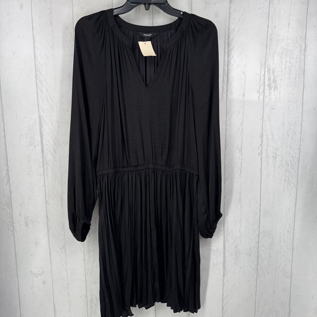 L split neck elastic waist l/s dress