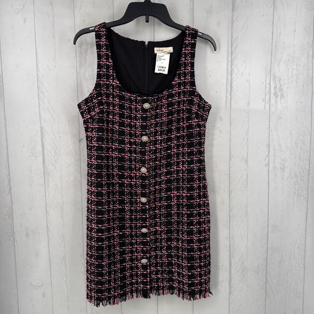 M tweed pearl button slvls dress