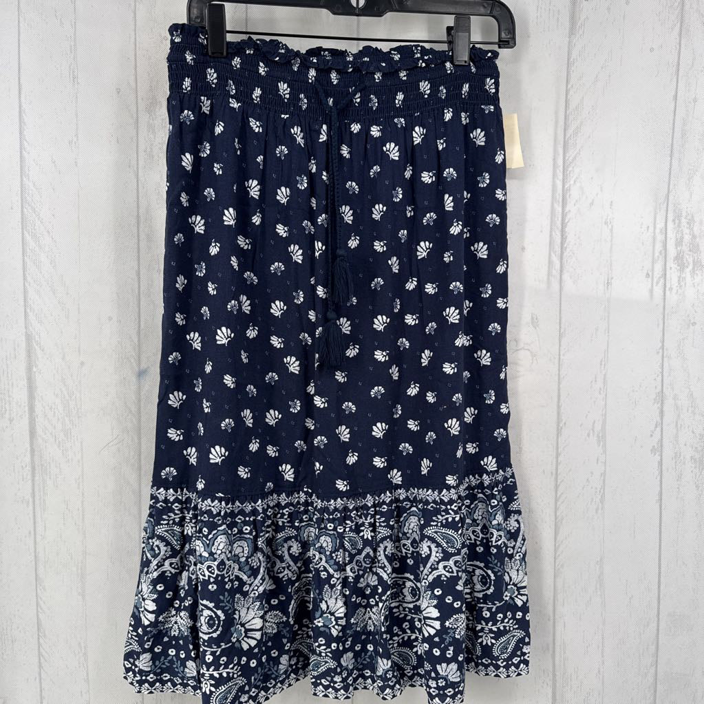 S flo print tassel tie skirt