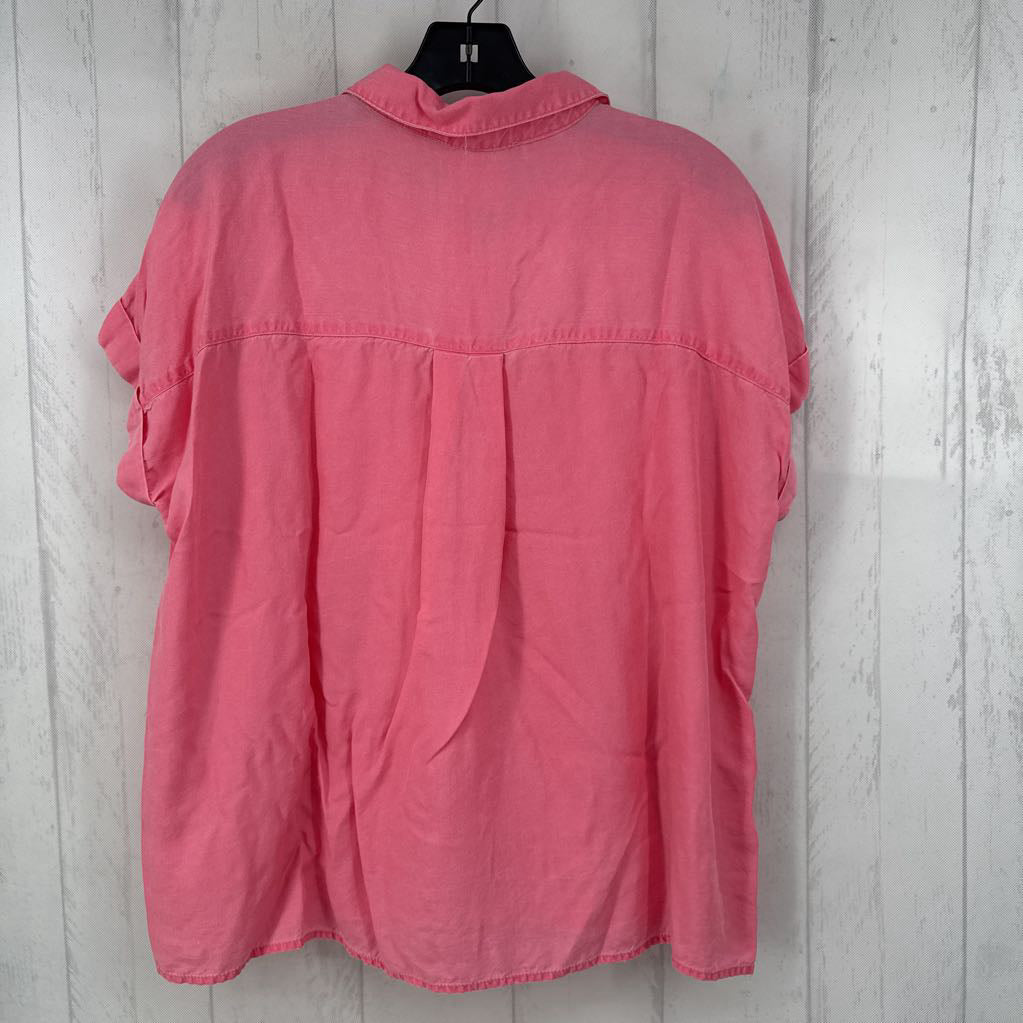 L 1/2 button down cap slv top