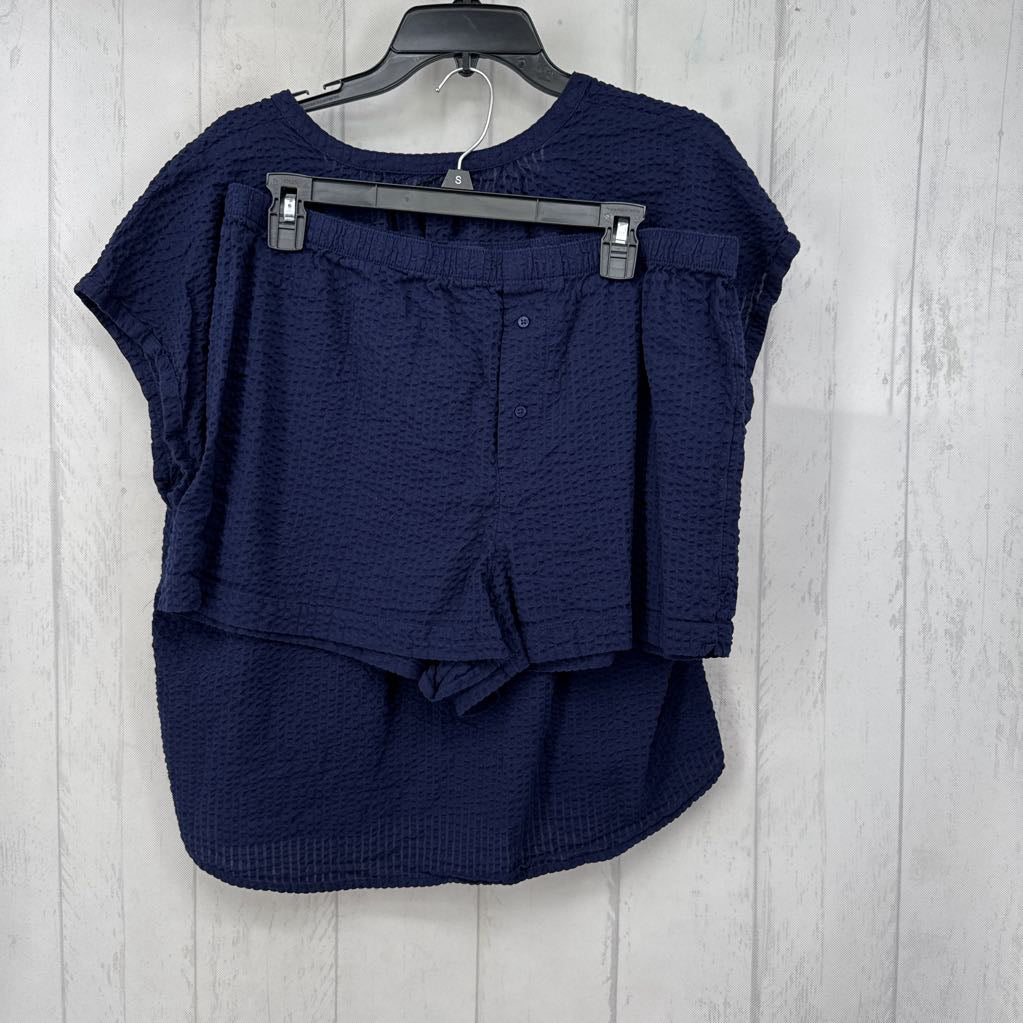 L 2pc textured s/s top & shorts