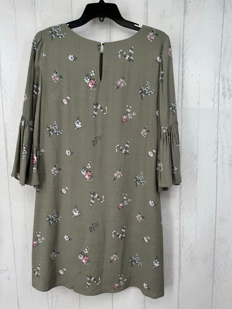 2 flo print flowy slv dress