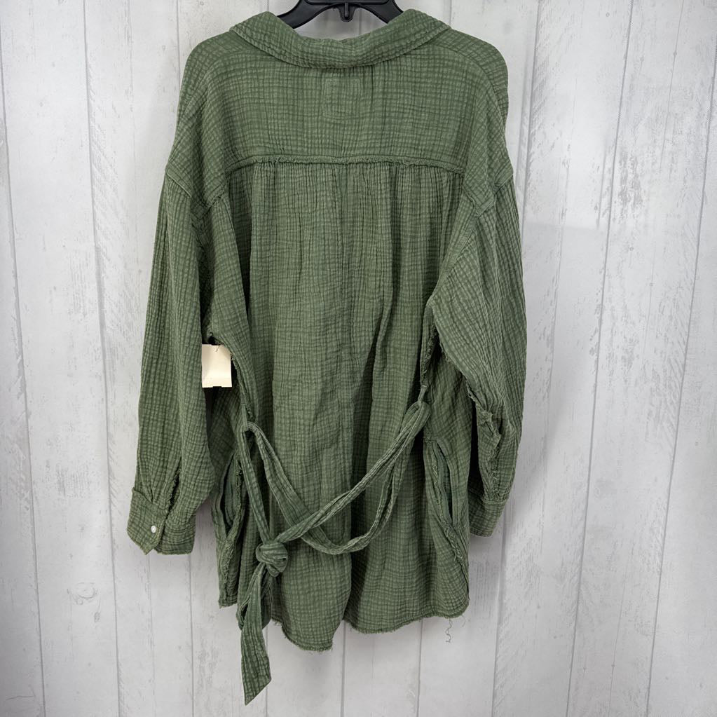 M gauze button down l/s romper