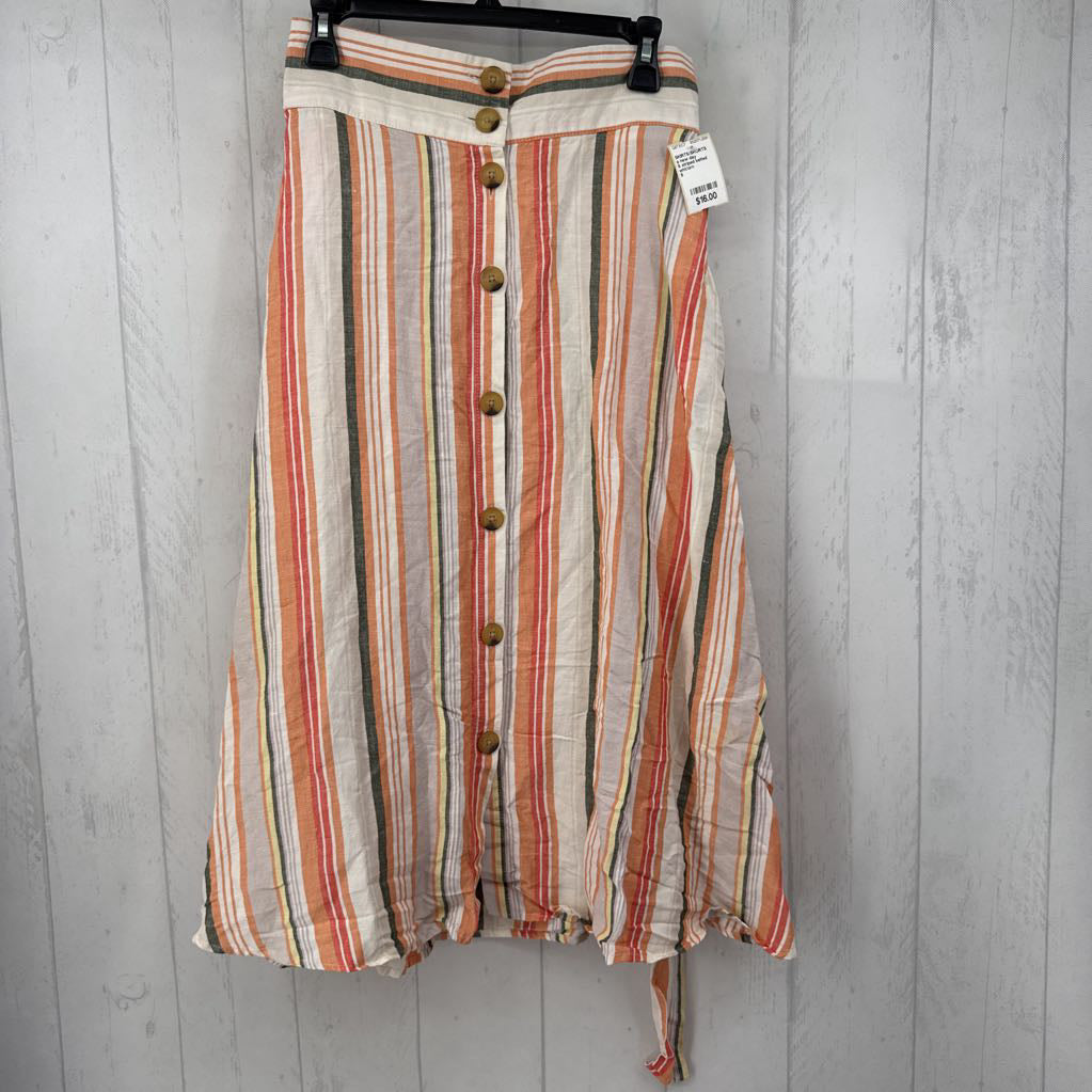 S striped belted flowy skirt