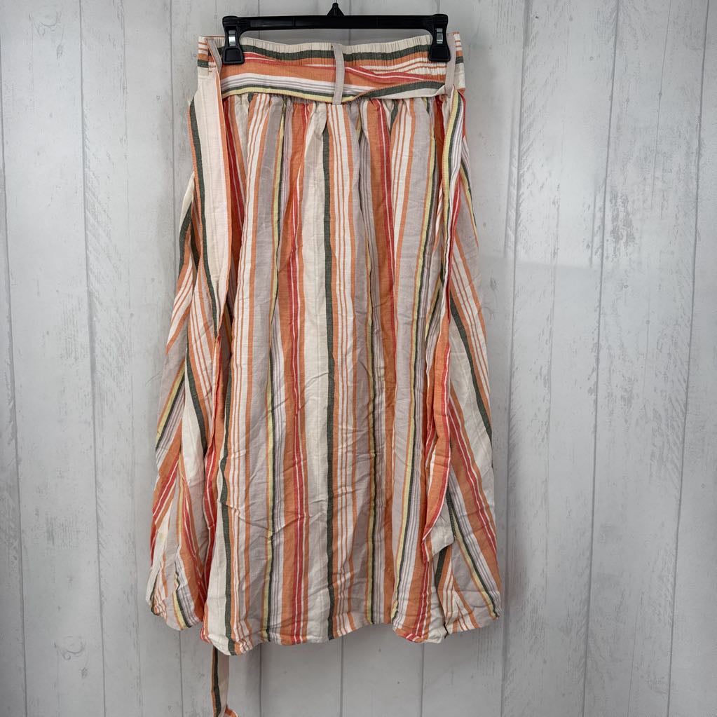 S striped belted flowy skirt