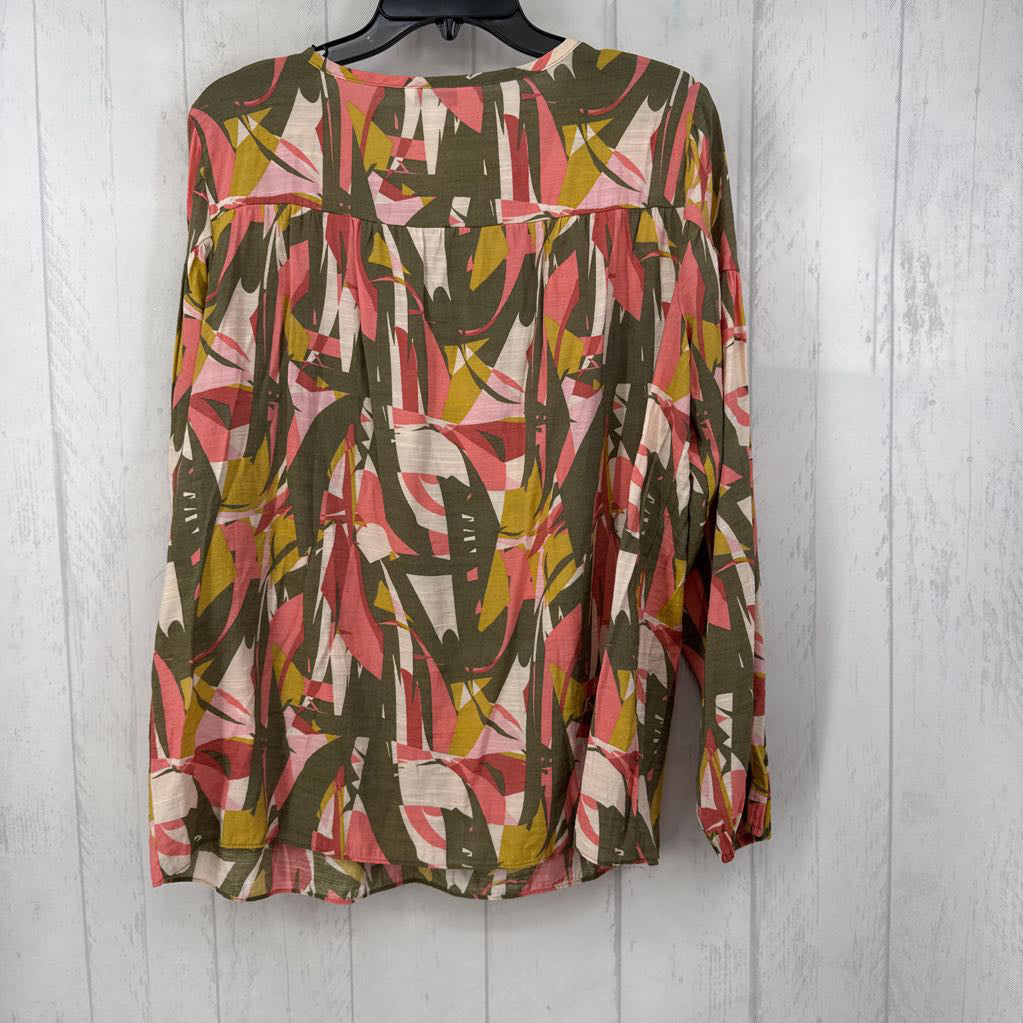 L printed tie front l/s top