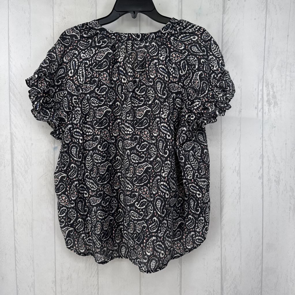 XL paisley print split neck s/s top