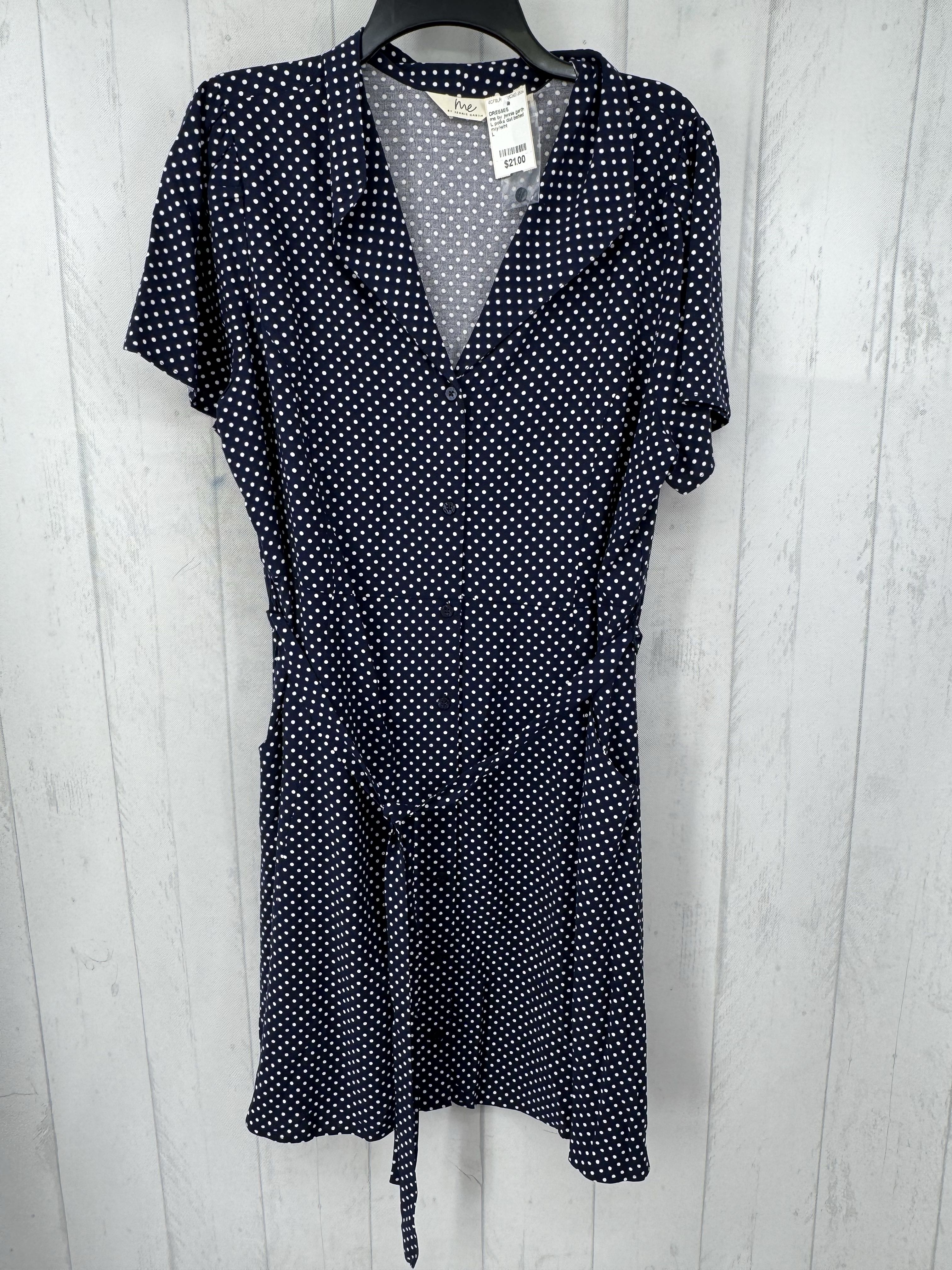 L polka dot belted s/s dress