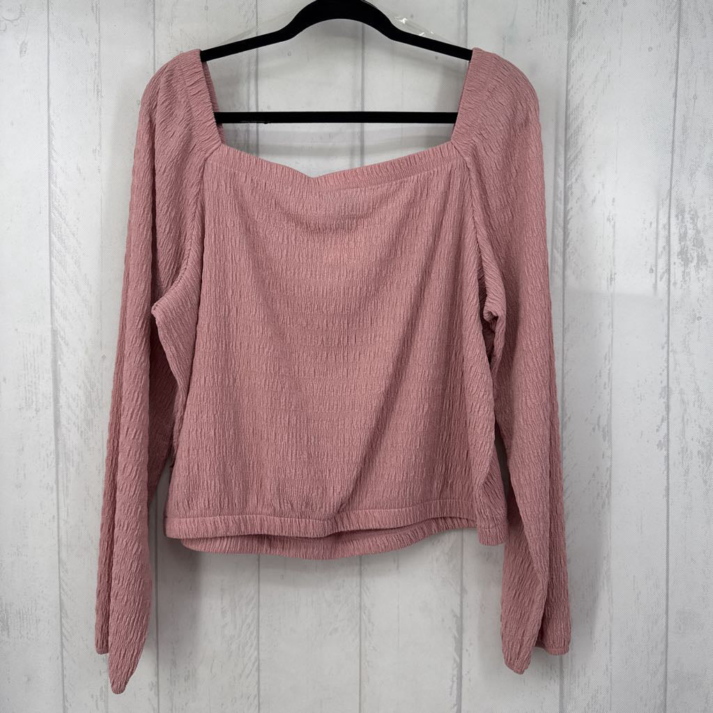 XXL textured square neck l/s top